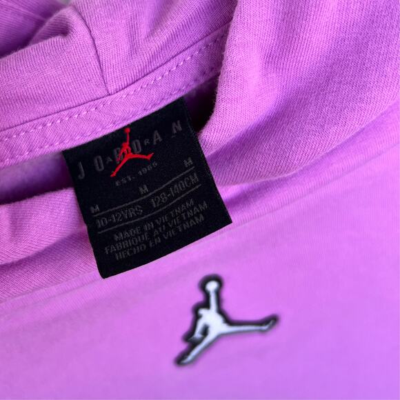 Air Jordan Girls Cropped Hoodie Pullover Size M Purple Logo Sweatshirt Athletic - Picture 4 of 6